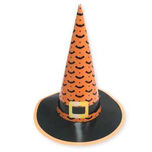 Cappello da strega halloween arancione con pipistrelli, 1pz.