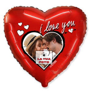 Palloncino personalizzato per san valentino i love you con tua foto, 1 pz.