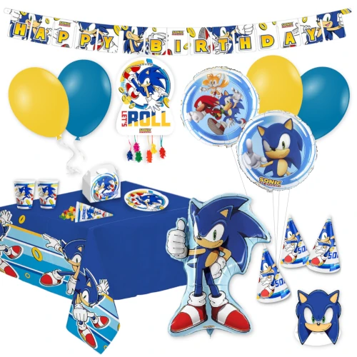Set di Decorazioni per Feste di Sonic, Stoviglie per Feste Sonic, Sonic  Palloncini, Set per feste di Sonic, Sonic Decorazioni di Compleanno, Piatti  di Compleanno, Tazze Tovaglioli Tovaglie per Bambini : 